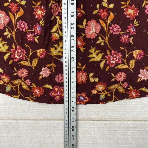 Papermoon Stitch Fix Women 2XL Top Red Floral Boho Tie Neck Pullover 3/4 Slv NWT - Picture 3 of 9